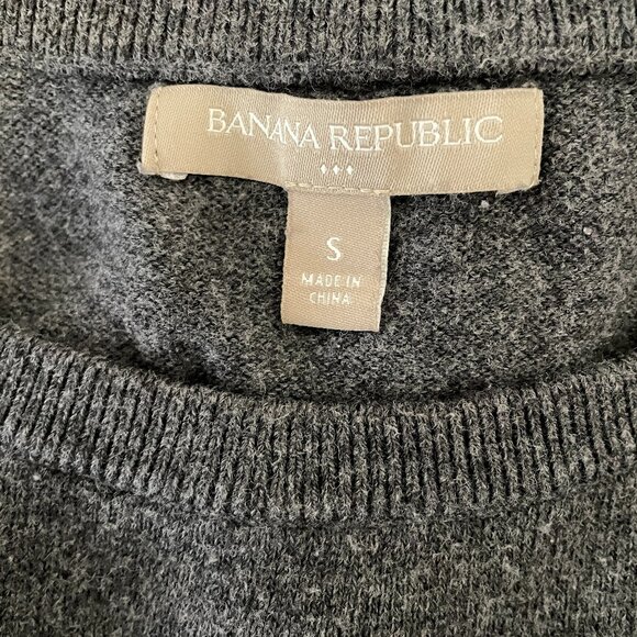 Banana Republic Charcoal Gray Crewneck Fine Tight Knit 3/4 Sleeve Sweater S - Picture 13 of 13